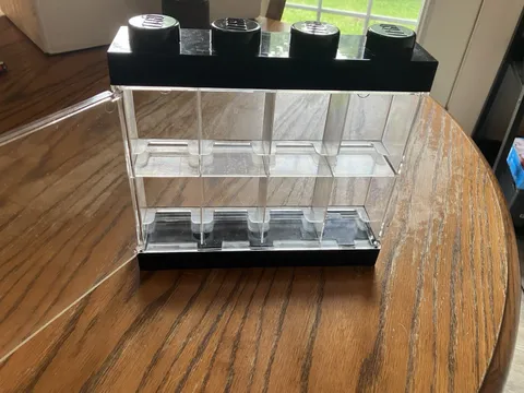 LEGO Plastic Storage Box, 8-Compartment Wall Mountable Stackable, Black/Clear