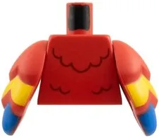 Lego New PARROT Minifig TORSO Red Dark Red/Yellow/Blue Feather Part 28-12