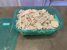 Lego Pieces White 3.5 Pounds Some Retired And Different Sizes