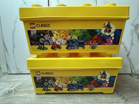LEGO Storage Brick Boxes Medium 8 Stud  Yellow Set Of 2