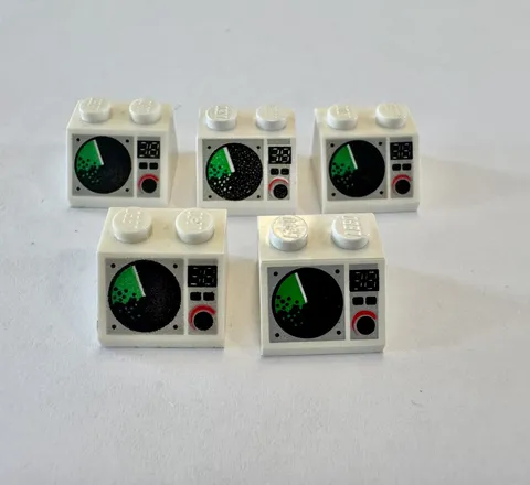 (5) LEGO Control Panel Computer Screen Radar Lot- Printed 2x2 slope- City, Space