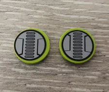 Lego 4150pb066 Lime Tile Round 2 x 2 with 9 Oval Vents Pattern Sticker Lot Of 2