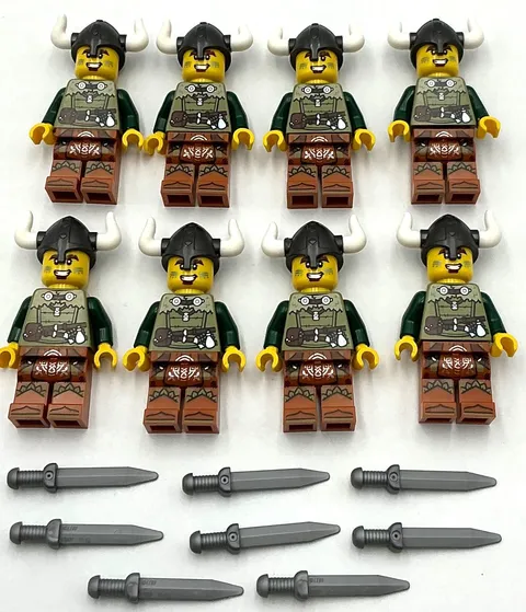 Lego 8 New Viking Minifigures Men Swords Army Knights Figures
