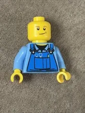 LEGO Boy Girl Minifig TORSO w/Blue Bibs Overalls White Arms Minifigure 