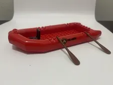Lego Red Fire Boat Raft Loose And Used With Two Oars