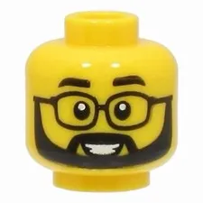 LEGO Minifigure, Head Black Eyebrows, Glasses and Full Beard,