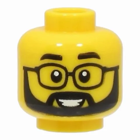 LEGO Minifigure, Head Black Eyebrows, Glasses and Full Beard,