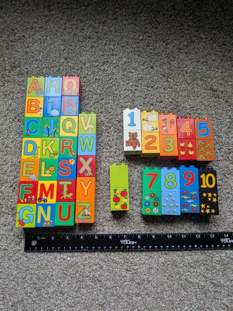 Lego Duplo Letters Alphabet & Numbers Lot Educational Toddler Blocks