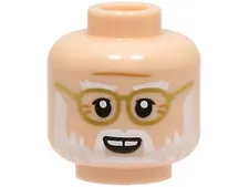 LEGO Light Nougat Minifigure, Head White Eyebrows and Beard, Gold Rimmed Glasses