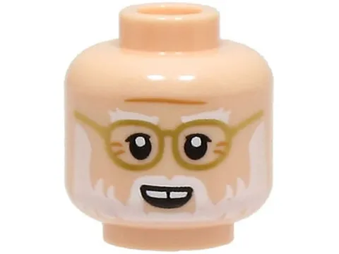 LEGO Light Nougat Minifigure, Head White Eyebrows and Beard, Gold Rimmed Glasses
