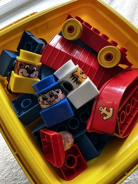 Vintage Lego Duplo Blocks With Bucket  Preschool Duplo Building 100 + Pieces!