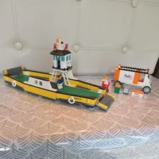 LEGO Barge Transport Boat and Fed Ex Truck with packages