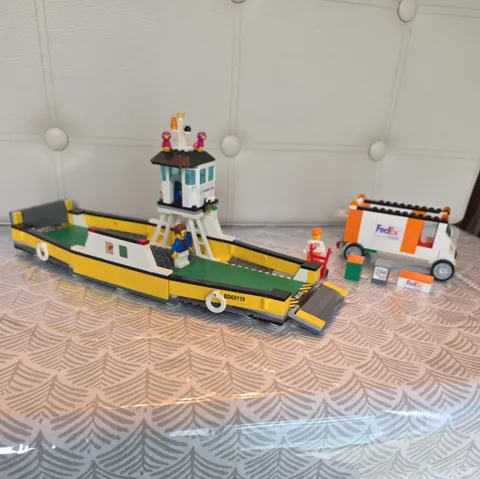 LEGO Barge Transport Boat and Fed Ex Truck with packages