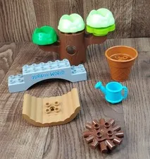 Lego Duplo Treehouse Fire Pit Bridge Waffle Cone Planter Jurrasic Lot of 10 Part