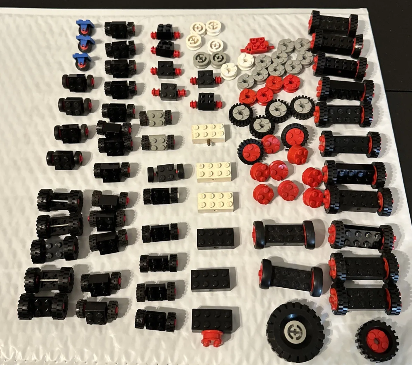 Huge LEGO Vintage Wheels Tires Metal Axle Black Red Gray Part Lot Classic Town