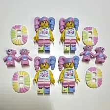 LEGO N-POP Girl Ninjago Lot of 4 Minifigures w/ Accessories Pink/Blue Hair