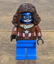 LEGO Marvel Captain America Minifigure Winter Soldier Brown Coat Blue Legs Hair