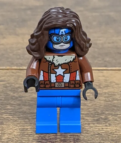 LEGO Marvel Captain America Minifigure Winter Soldier Brown Coat Blue Legs Hair
