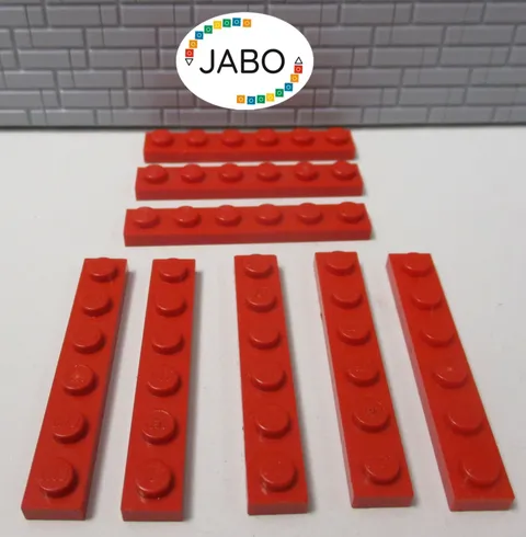 (J8/2/8) LEGO 8x3666 Plate Flat 1x6 Red