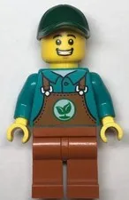 LEGO® Minifigure Town cty1535 Gardener Male Dark Orange Overalls over Dark Turqu