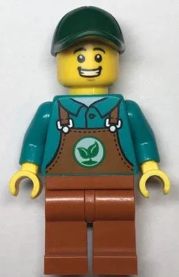 LEGO® Minifigure Town cty1535 Gardener Male Dark Orange Overalls over Dark Turqu
