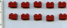 LEGO x 10 Dark Red Brick, Modified 1 x 2 with Masonry Profile Brick Profile