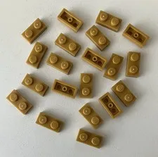 LEGO 20x NEW Pieces Plate 1x2 PEARL GOLD #3023