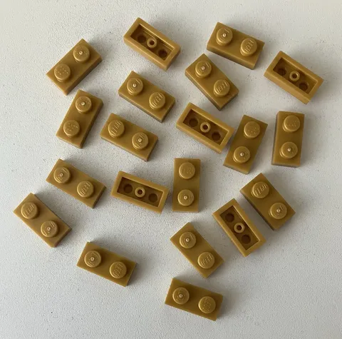 LEGO 20x NEW Pieces Plate 1x2 PEARL GOLD #3023