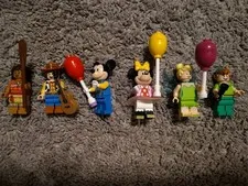 LEGO Minifigure Lot - 6 Disney Woody,Tinkerbell,Peter Pan, Mickey And Minnie Ect