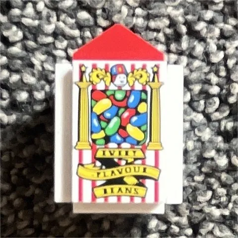 LEGO White Printed Tile, “Candy Box” Graphic, Red/Multicolor, 1 Piece