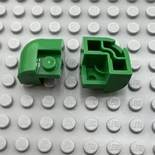 LEGO Slope - Green - Curved 2 x 2 x 1 1/3 Corner with Recessed Stud - QTY x2