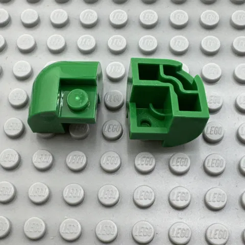 LEGO Slope - Green - Curved 2 x 2 x 1 1/3 Corner with Recessed Stud - QTY x2