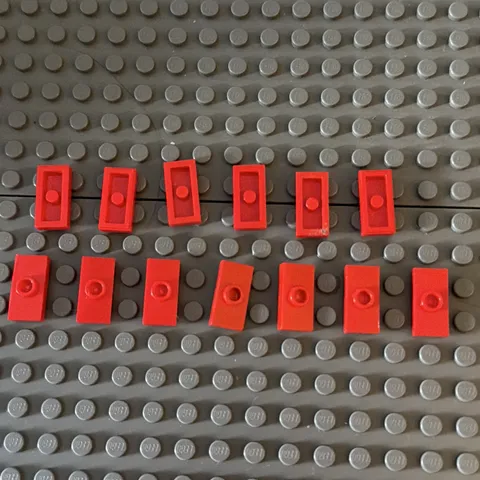 Lego Lot Red Jumper Plate Modified 1x2 with Stud 3794 (lot of 13)