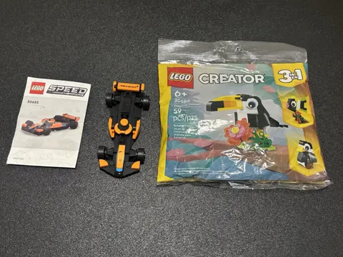 LEGO Polybag Lot: Sealed 30688 Creator 3-in-1 Toucan & Built 30683 McLaren F1