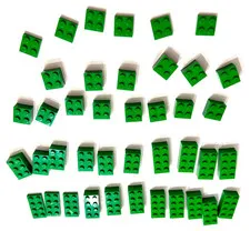 LEGO Green Bricks & Plates Lot - Genuine Basic Blocks 2x2, 2x3, 2x4 Parts