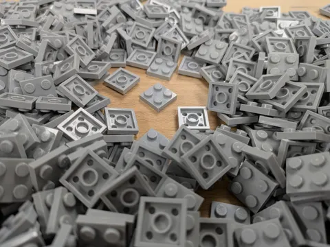 Lego 100 New Light Bluish Gray 2x2 Plate 3022 Building Blocks Parts