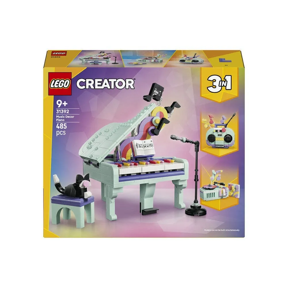 LEGO Creator 3in1 31392 Music Decor Piano and Cat Building Set