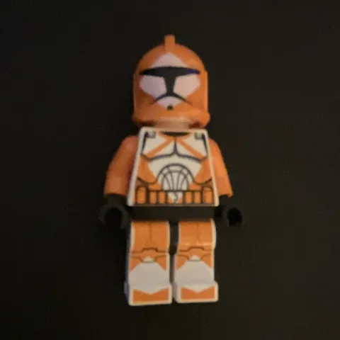 LEGO Star Wars Clone Trooper Minifigure Orange & White Armor Helmet Black Hands