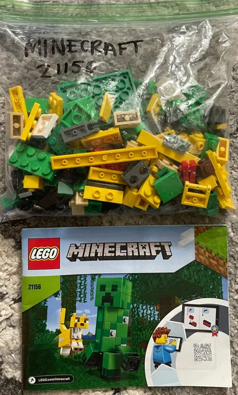 LEGO Minecraft BigFig Creeper and Ocelot 21156 Manual Instructions Bagged Used