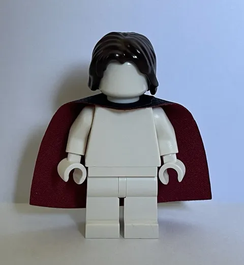 Aragorn Lego Starched Black and Dark Red Cape W/hair Piece Both Included
