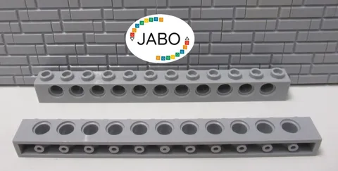 (J15/2/2) LEGO Technic 2 x 3895 perforated beams 1x12 new light gray