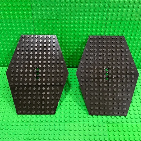 LEGO Plate Modified 14 x 18 Hexagonal w/ 3 Pin Hole (44666) Black : Lof of 2