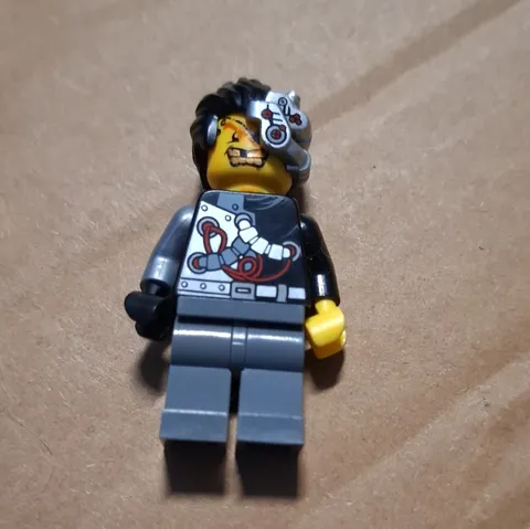 LEGO Ninjago Cyborg Man Minifigure Figure Black Hair Grey Legs Plastic