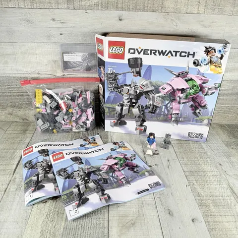 Lego Overwatch D.Va and Reinhardt 75973 100% Complete Set Some Yellowed PartsCIB