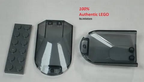 LEGO NEW 4x6x1.3 Transparent Black Windscreen Curved (2x) 6507858 Brick 5378