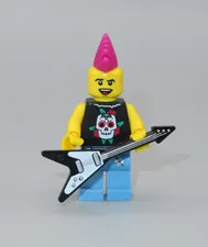 LEGO Punk Rocker guitar mohawk pink hair minifigure Collectible series 4 CMF