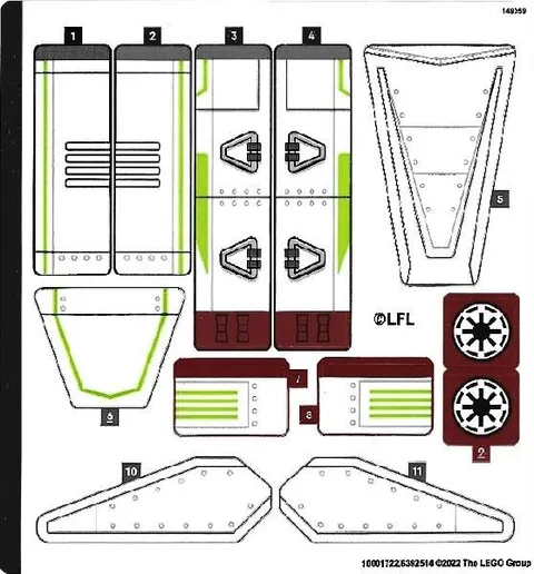 LEGO STICKER SHEET 75342 REPUBLIC FIGHTER TANK Set New & Genuine