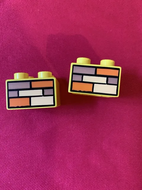 2 Lego Duplo Printed Bricks Bob the Builder Construction Bricks 2x2  yellow