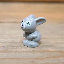 LEGO Light Bluish Gray Bunny Rabbit Dark Turquoise Eyes White Muzzle 34050pb02