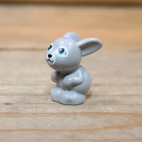 LEGO Light Bluish Gray Bunny Rabbit Dark Turquoise Eyes White Muzzle 34050pb02